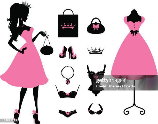 princess fashion - tiara profile stock illustrations