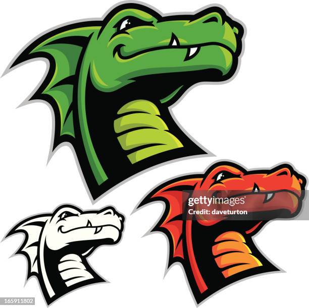 three flat dragon illustrations - dragon stock illustrations