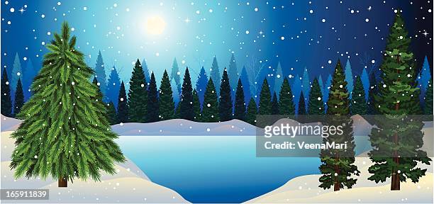 winter wonderland - snowdrift stock illustrations