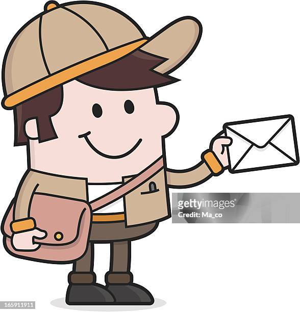 Drawing A Postman Delivering Letters Isolated On High-Res Vector Graphic -  Getty Images