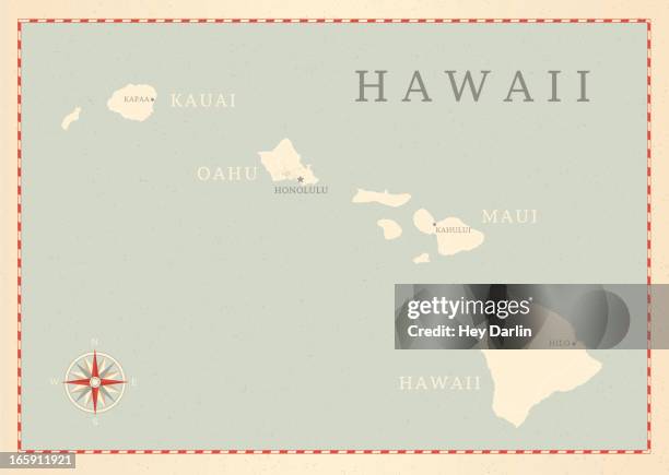 vintage-style hawaii map - kahului maui stock illustrations