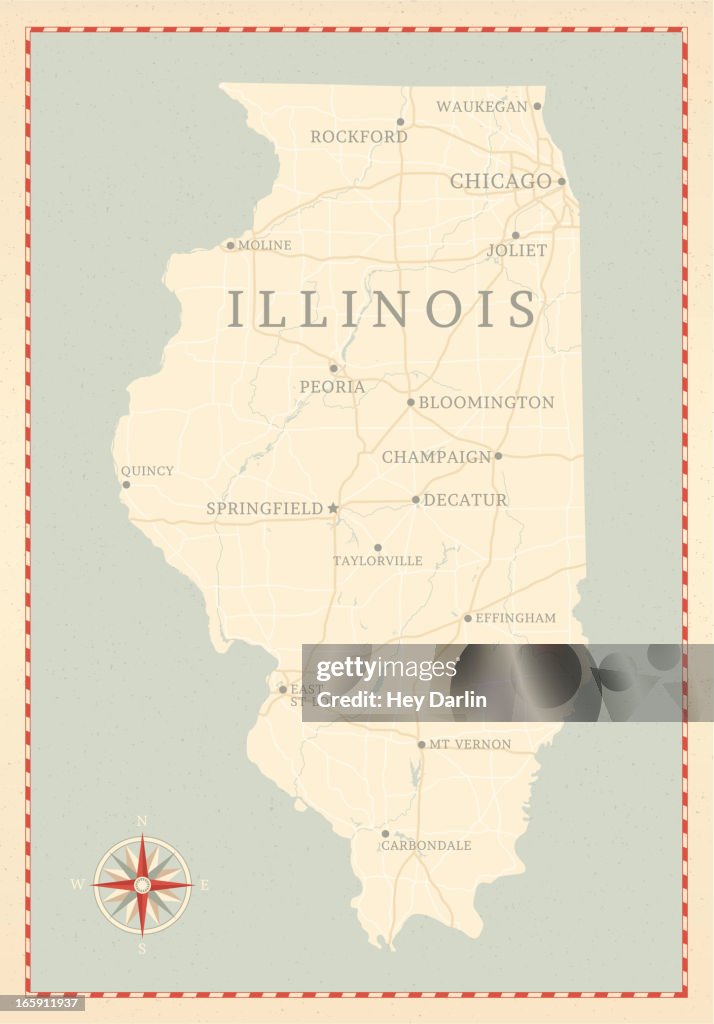 Vintage-Style Illinois Map