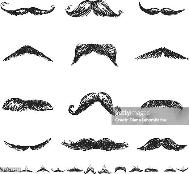 illustrations, cliparts, dessins animés et icônes de ensemble de vingt-quatre hommes'smoustacheillustration icônes dans plat couleurs - mustache