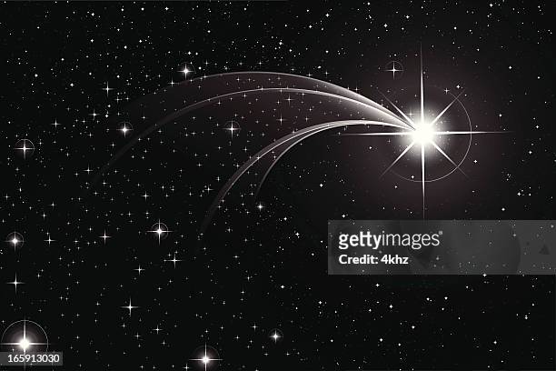 glänzende vektor-comet - sternenspur stock-grafiken, -clipart, -cartoons und -symbole