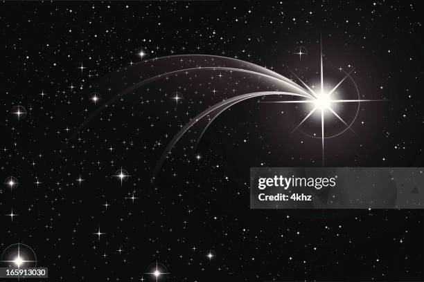 stockillustraties, clipart, cartoons en iconen met shiny vector comet - lichtspoor ster