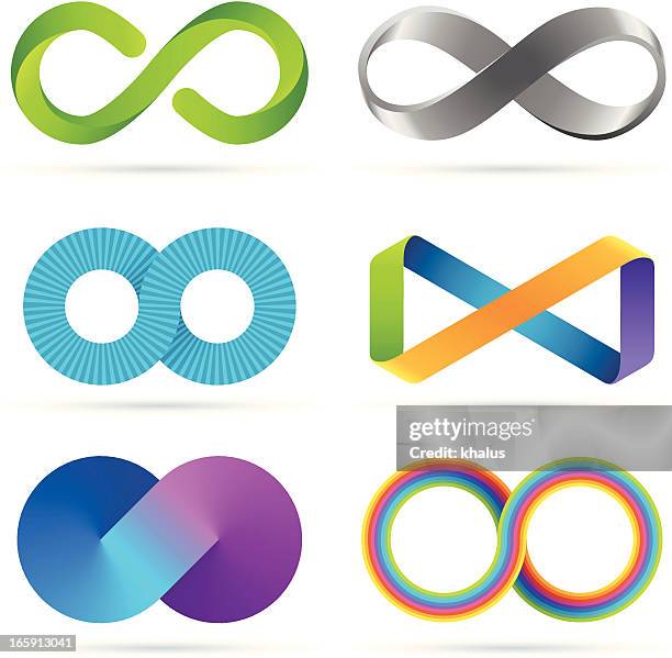 infinity set - infinity symbol stock illustrations