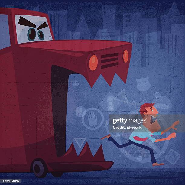 angry car - chasing car stock illustrations