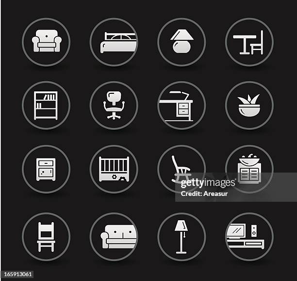 furniture icons | black - bookstand stock illustrations