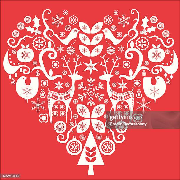 christmas love heart - caribou stock illustrations