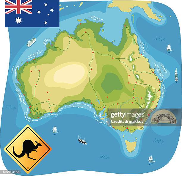 karte von australien - adelaide stock-grafiken, -clipart, -cartoons und -symbole