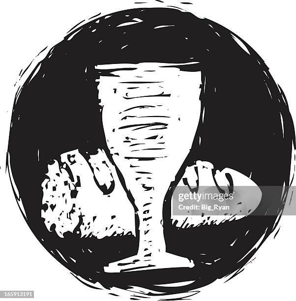 simple, black and white grunge image of the holy communion - communion stock illustrations