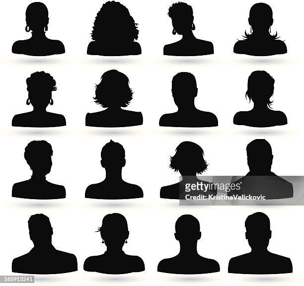people icons - curls girl silhouette stock illustrations