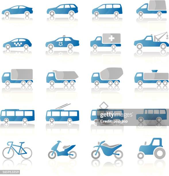 transport icons: blue-gray - silver car stock illustrations