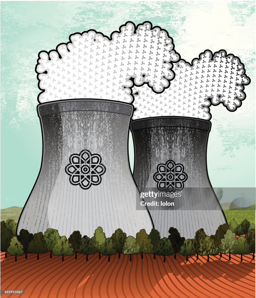 Nuclear power station and trees