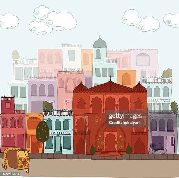 indian cityscape - indian illustration stock illustrations