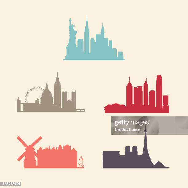 stockillustraties, clipart, cartoons en iconen met international city skylines - stad new york