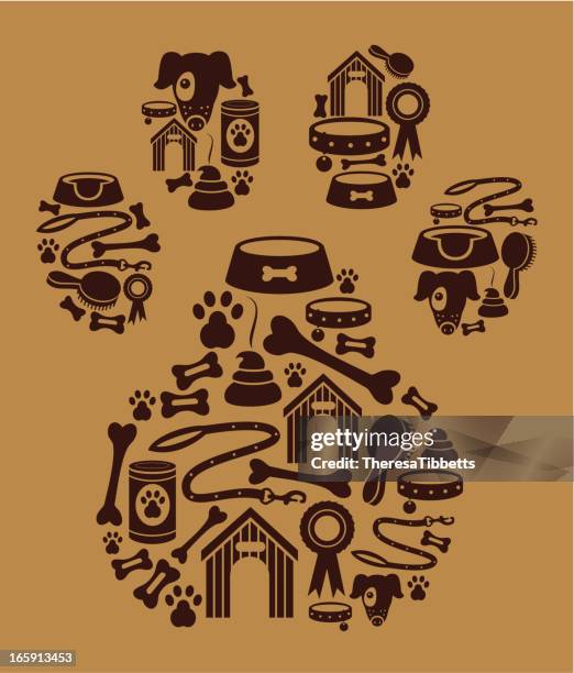 hund symbol montage - hundeknochen stock-grafiken, -clipart, -cartoons und -symbole