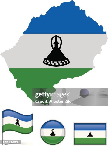 Lesotho map & flag Lesotho map & flag