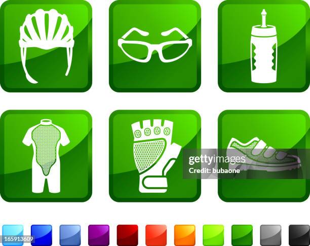 stockillustraties, clipart, cartoons en iconen met cycling gear royalty free vector icon set stickers - helm