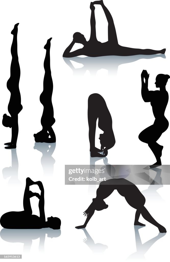Stylized yoga silhouettes