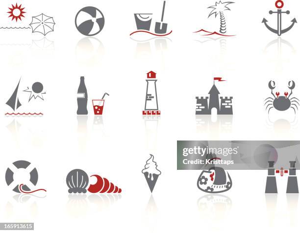 ilustraciones, imágenes clip art, dibujos animados e iconos de stock de iconos sencillos: playa - bolsa de playa