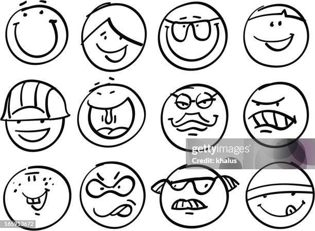 smiley collection | different faces - sad boy stock illustrations
