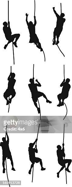 ilustraciones, imágenes clip art, dibujos animados e iconos de stock de personas subir una cuerda - columpiarse