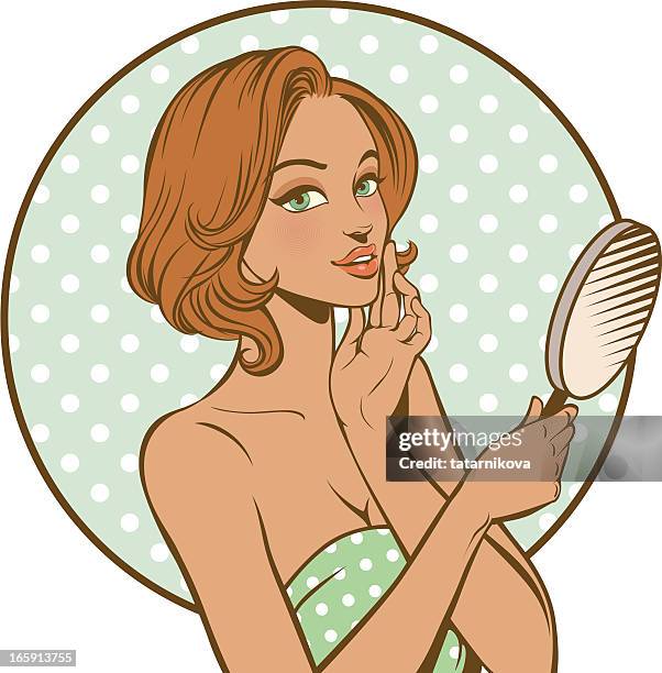 mirror - pin up girl stock illustrations