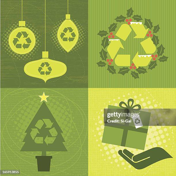 green christmas elements - environmental issues stock illustrations