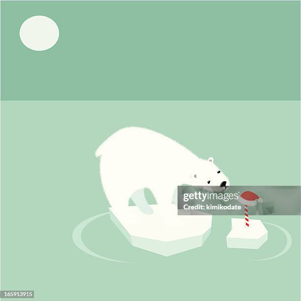 polar bear and global warming - cute bear stock illustrations