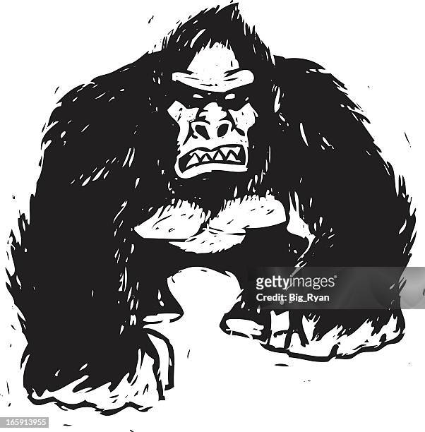 sketchy gorilla - angry monkey stock illustrations