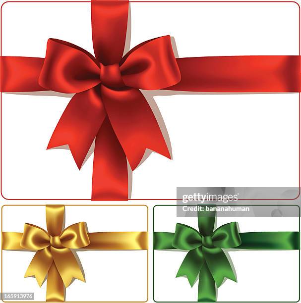 red golden and green bows - red christmas bows stock illustrations