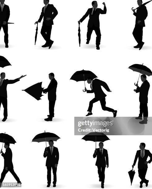 stockillustraties, clipart, cartoons en iconen met man with umbrella - umbrella