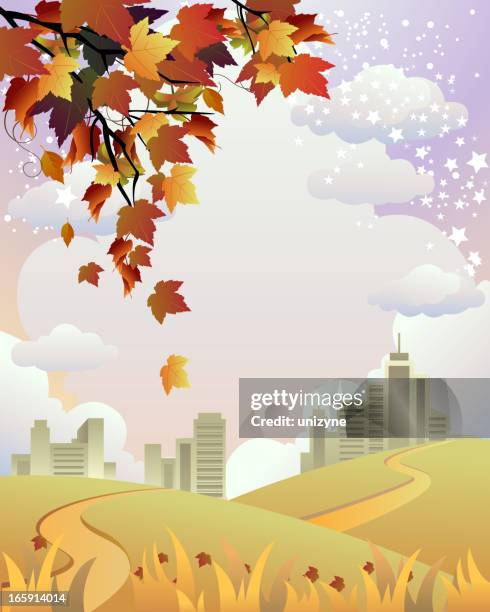 beautiful autumn background - fall road stock illustrations