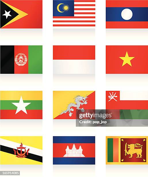 flags collection - asia - bhutan stock illustrations