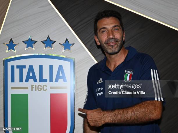 Head of Italy Delegation Gianluigi Buffon poses for a photo at Centro Tecnico Federale di Coverciano on September 04, 2023 in Florence, Italy.