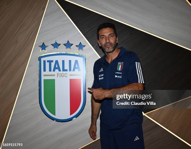 Head of Italy Delegation Gianluigi Buffon poses for a photo at Centro Tecnico Federale di Coverciano on September 04, 2023 in Florence, Italy.