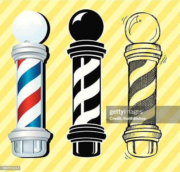 barber shop sign or pole - barber pole stock illustrations