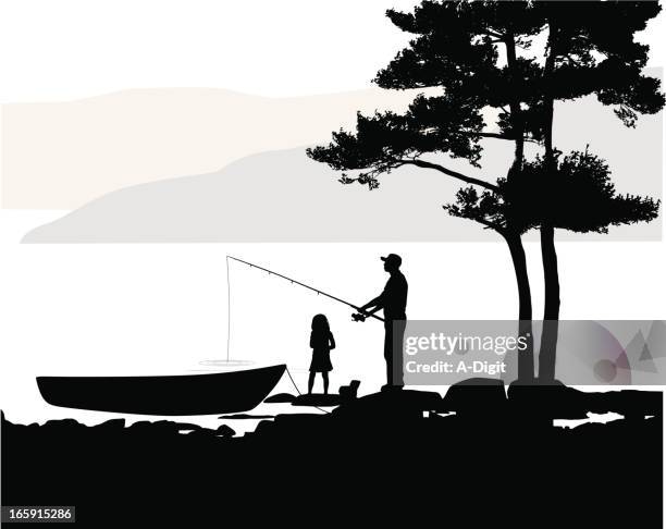 fishers vector silhouette - comfortable family stock illustrations