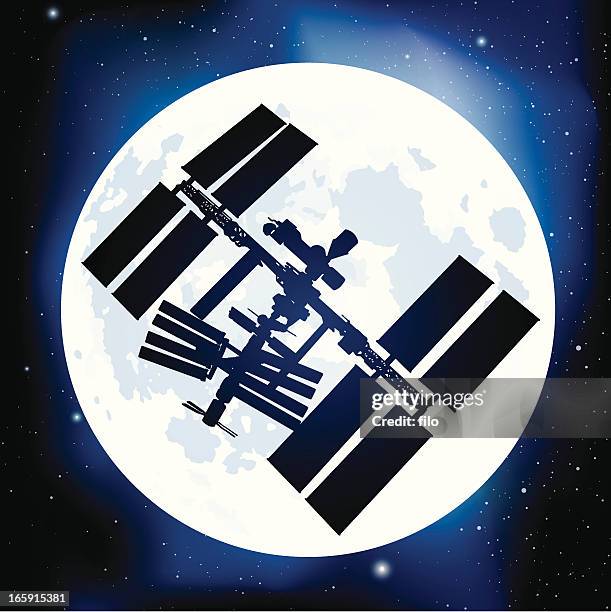 ilustrações, clipart, desenhos animados e ícones de estação espacial - estação espacial internacional