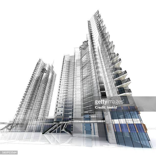 highrise - skyscraper blueprint stock pictures, royalty-free photos & images