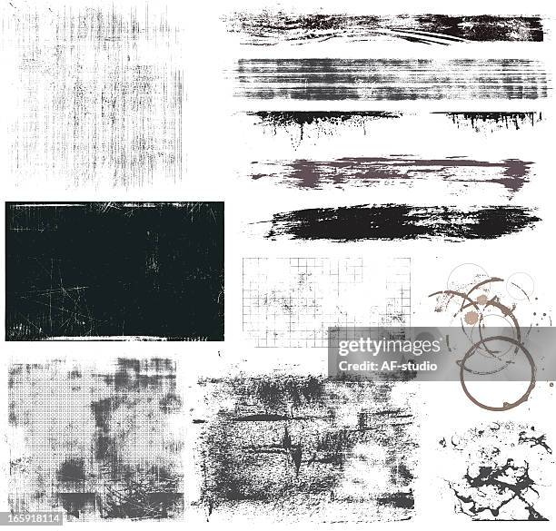 stockillustraties, clipart, cartoons en iconen met set of grunge elements - weathered