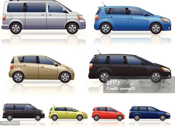 stockillustraties, clipart, cartoons en iconen met mpvs - van de zijkant