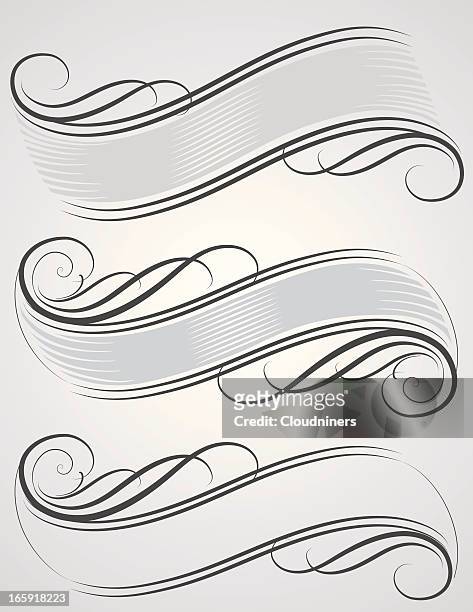 calligraphic scroll banner - art nouveau elements stock-grafiken, -clipart, -cartoons und -symbole