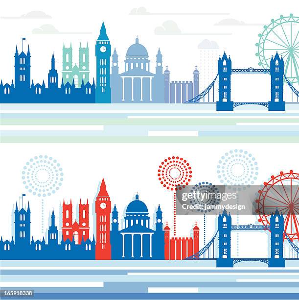 stockillustraties, clipart, cartoons en iconen met london skylines - big ben fireworks