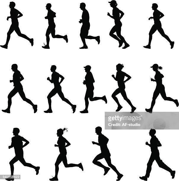runners - marathon vector stock illustrations