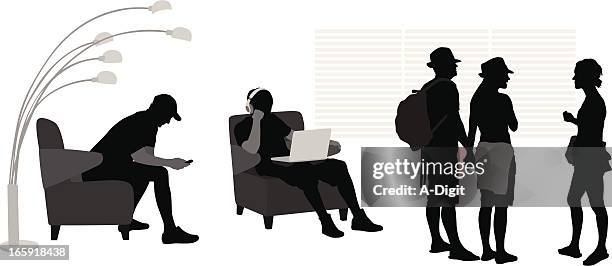 younger vector silhouette - blinds shadow stock illustrations