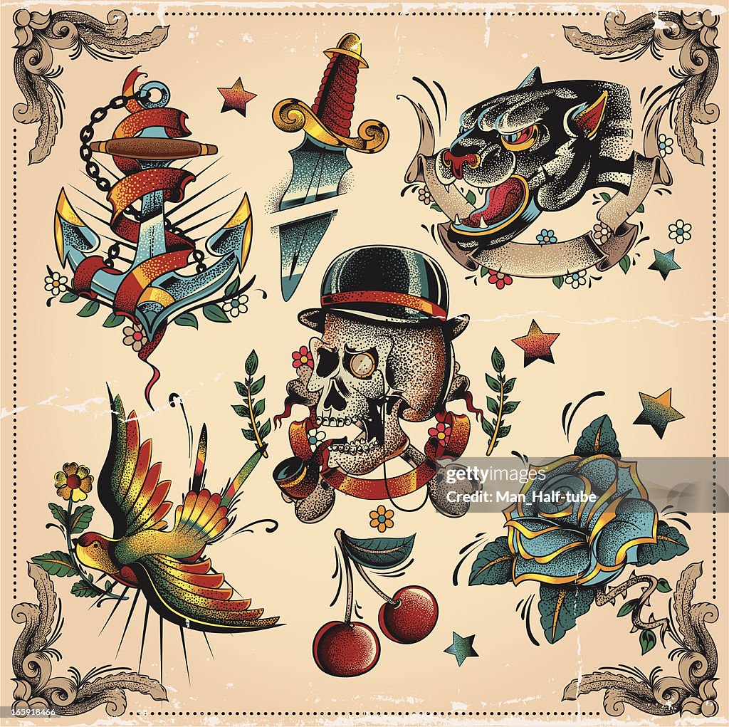 Old School Tattoo Flash High-Res Vector Graphic - Getty Images Old School Tattoo Flash High-Res Vector Graphic - Getty Images
