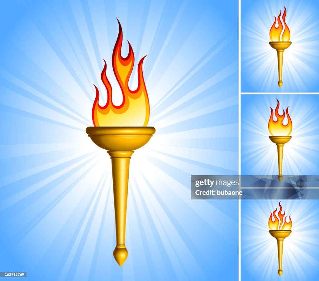 Gold Torch royalty free vector icon set collection