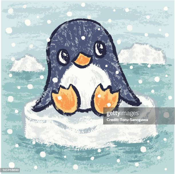 penguin on ice - penguin stock illustrations